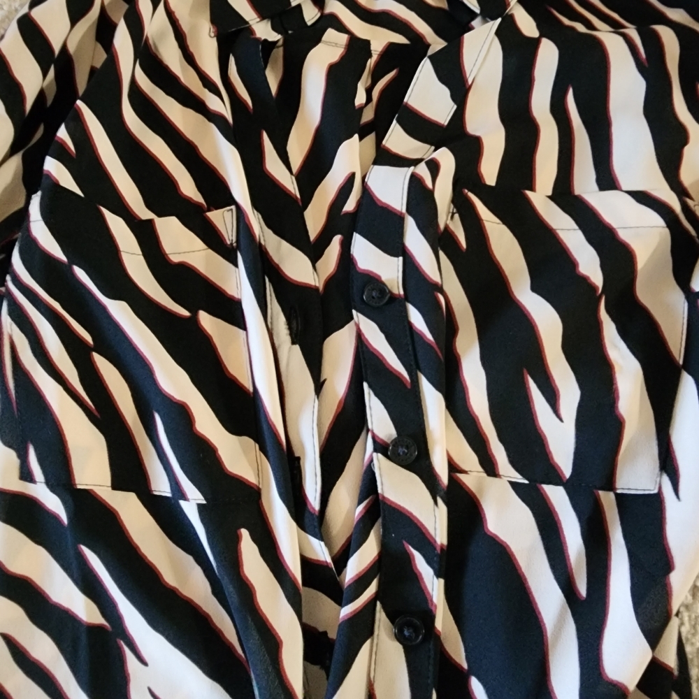 Express Zebra Print Button Down Portofino Shirt C… - image 3